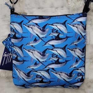 Sun N Sand crossbody Dolphins purse. Canvas.